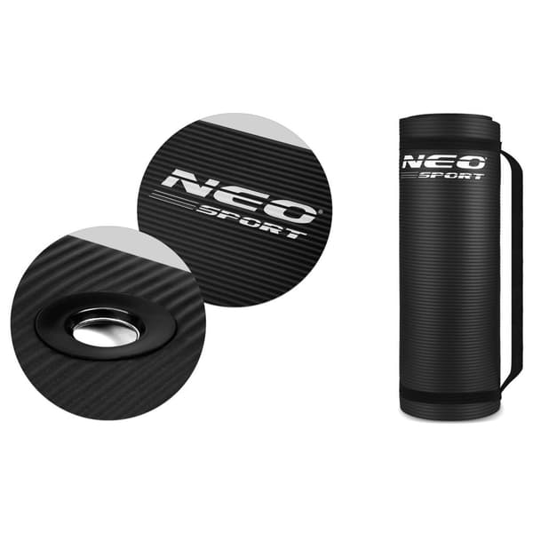 Treningsmatte med hull, tykk 183 x 60 cm Neo-Sport - 192000 svart