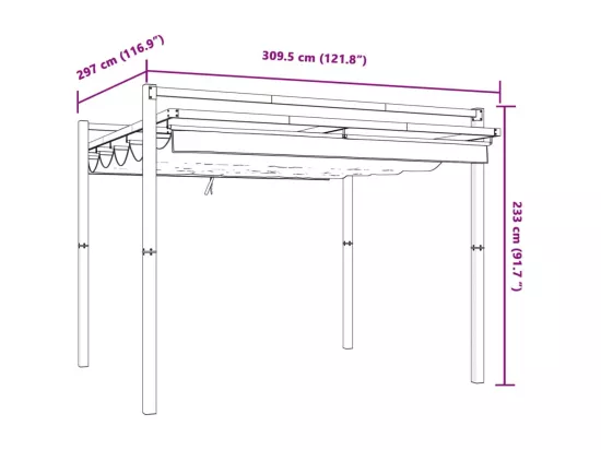 Tonnelle de jardin avec toit rétractable taupe 3x3 m aluminium