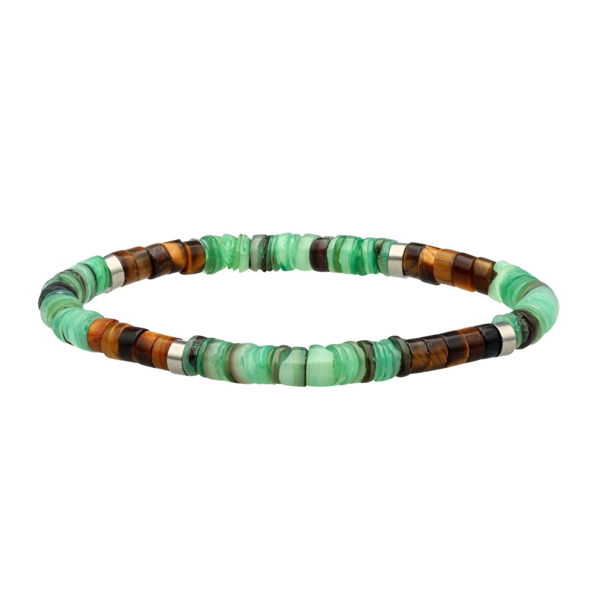 Bracelet Perles Heishi 4mm Turquoise Africaine Et Oeil De Tigre-Large-20cm