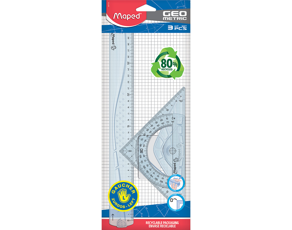 KIT DESENHO PARA ESQUERDINOS GEOMETRIC MAPED 3 PEÇAS
