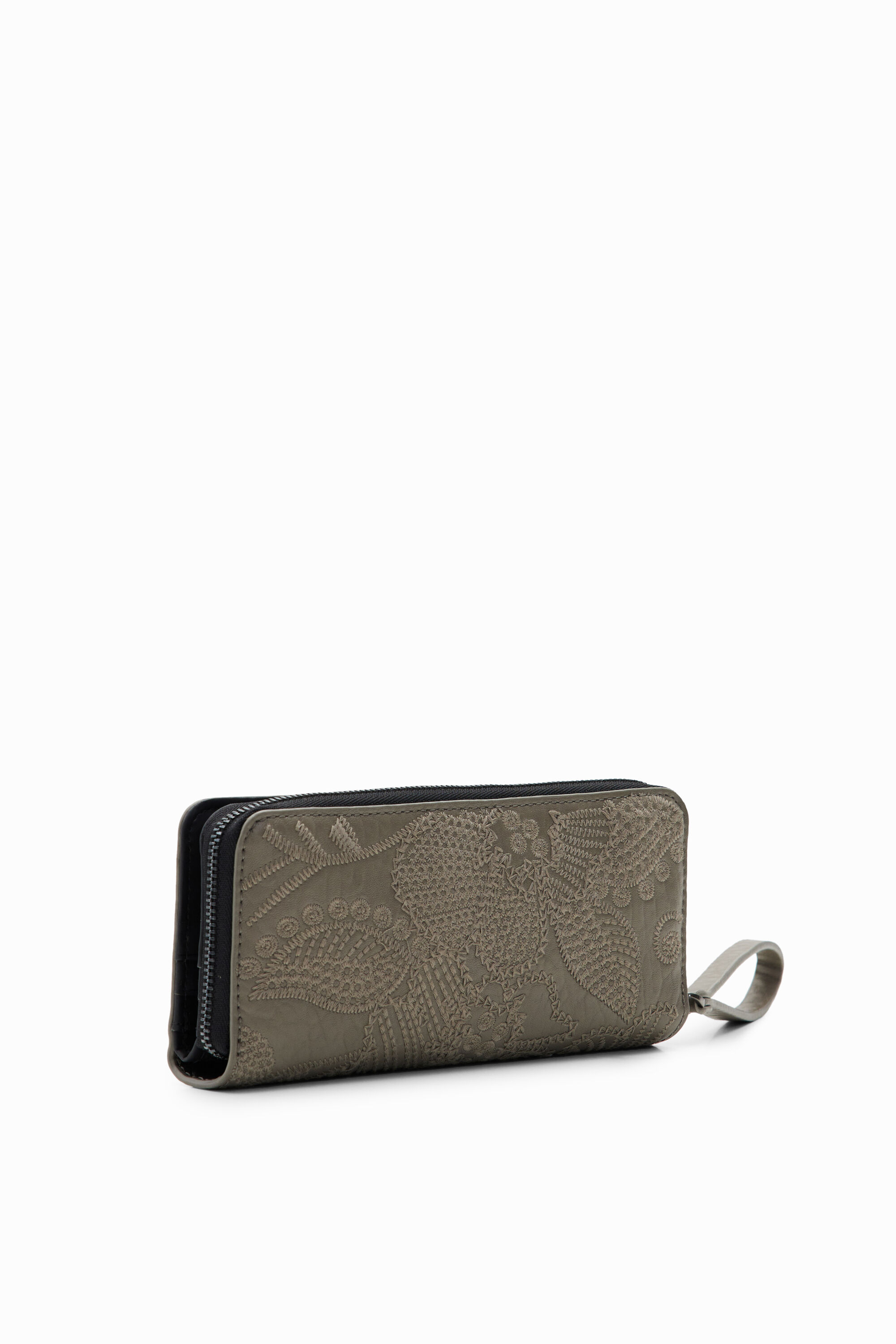 Grand portefeuille broderie fleurs