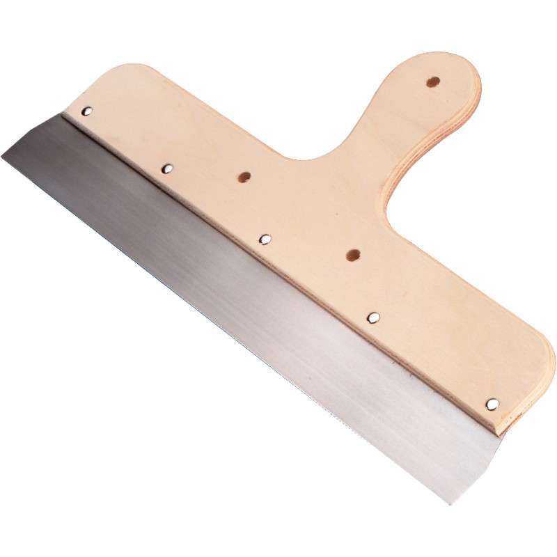 Melkmeisje spackmes houten greep 400mm RVS