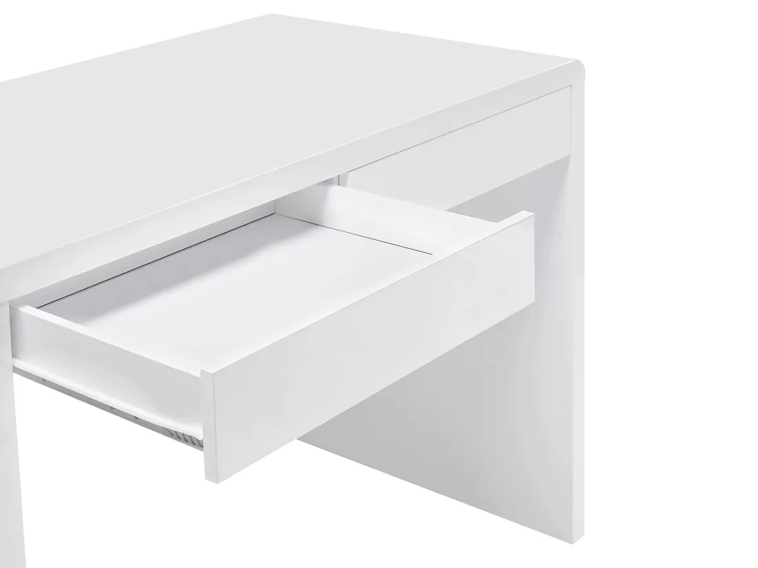 Bureau avec 2 tiroirs - MDF - Blanc laqué - VACELA
