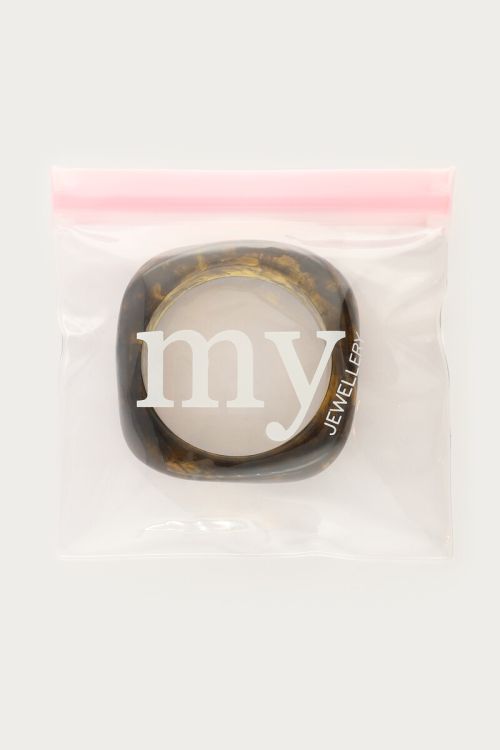 Donkergroene resin bangle
