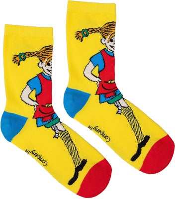 Pippi Langstrømpe Sokker 2-Pakk, Hvit/gul