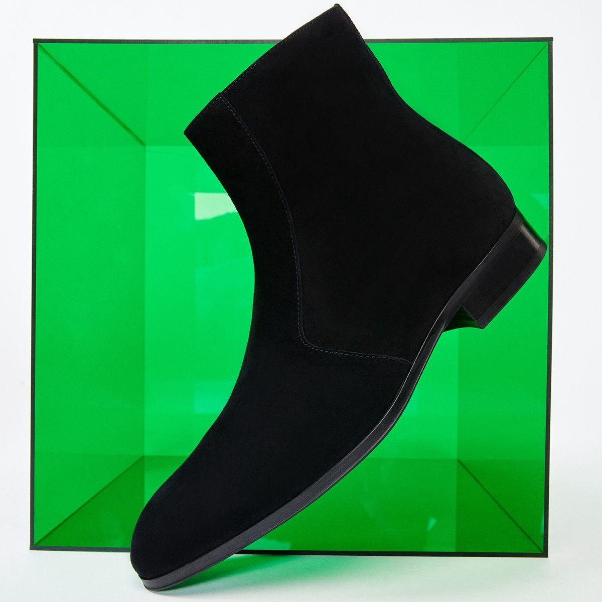 Brahm Black Leather Suede Men Dress boots