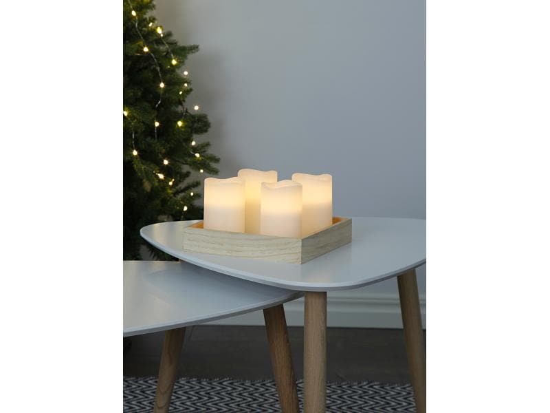 Star Trading LED-Kerzen Set Pillar May Ø 7.5 x 12.5 cm, Wei Kerzen aus Echtwachs mit LED Leuchte