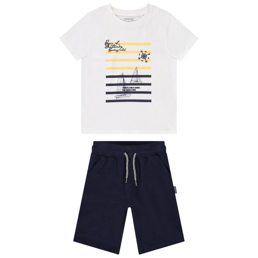 Ensemble 2 pièces en jersey pour garçon - Ecru