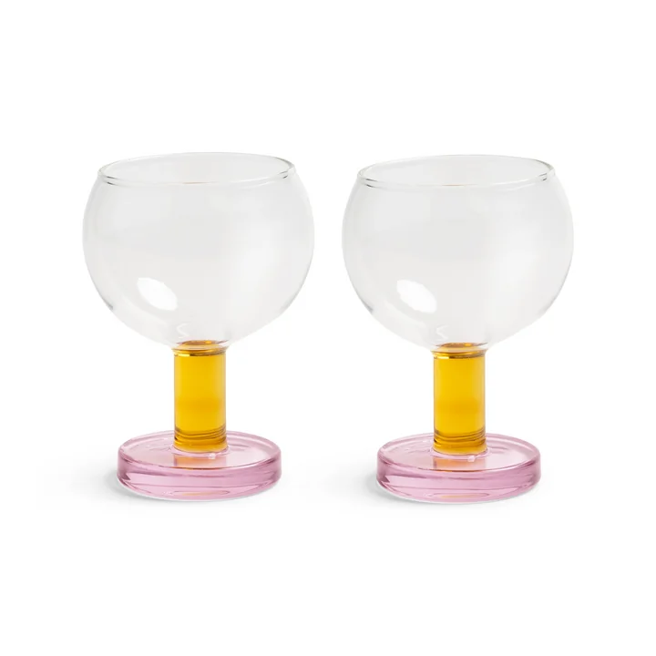 &klevering - Cantine Coupeglas, 200 ml, rosa / gelb (2er-Set)