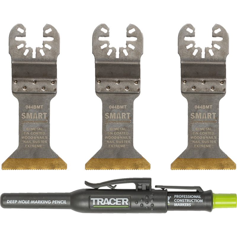 SMART invalzaagbladen set hout + gratis tracer diepgatmarkeerpotlood 44x55mm