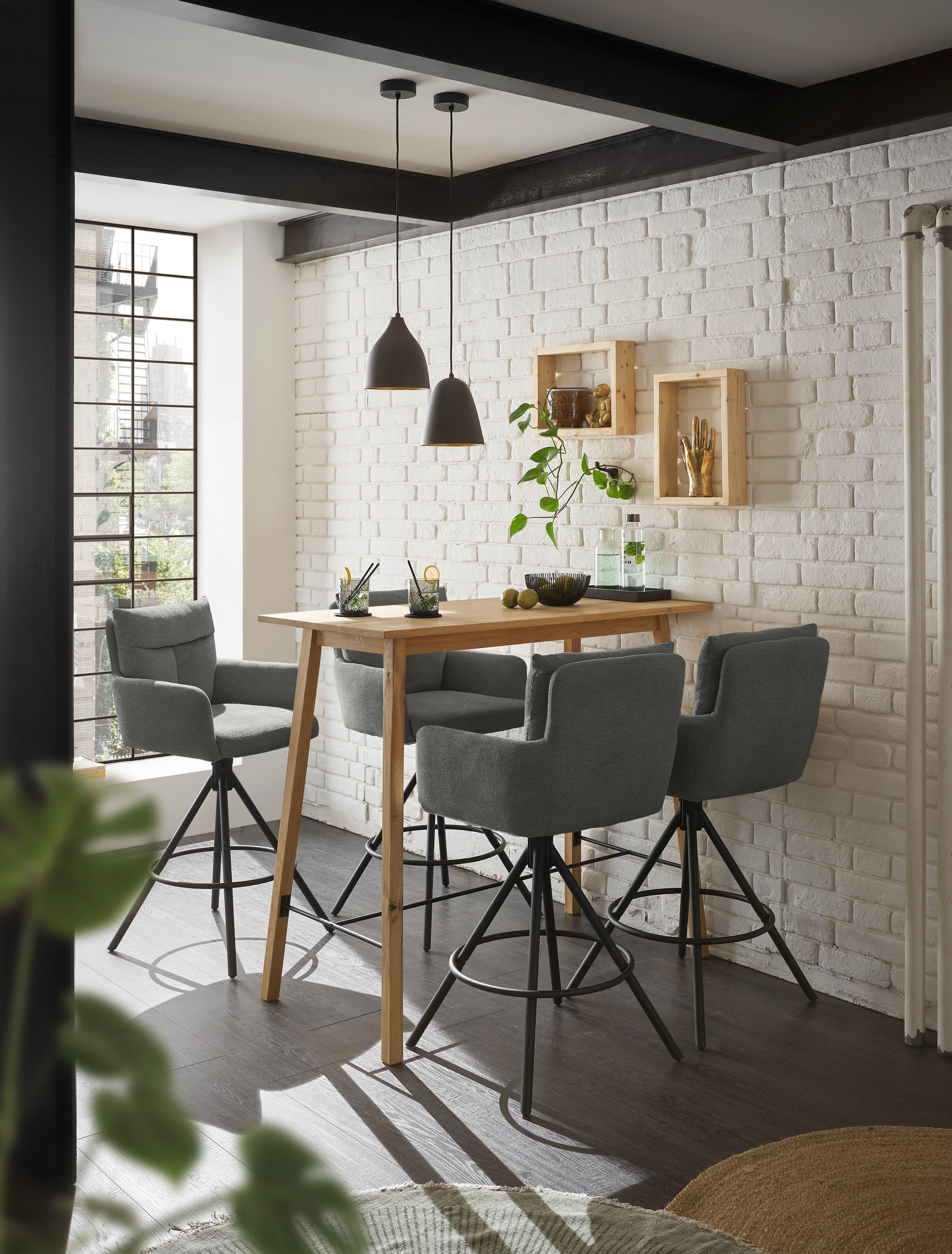 Stolkom Bartisch »Jules Eiche Massivholz geölt, Hochtisch BxHxT 120x104x60 cm« Skandi Look Eiche Massivholz geölt durchgehende Lamelle