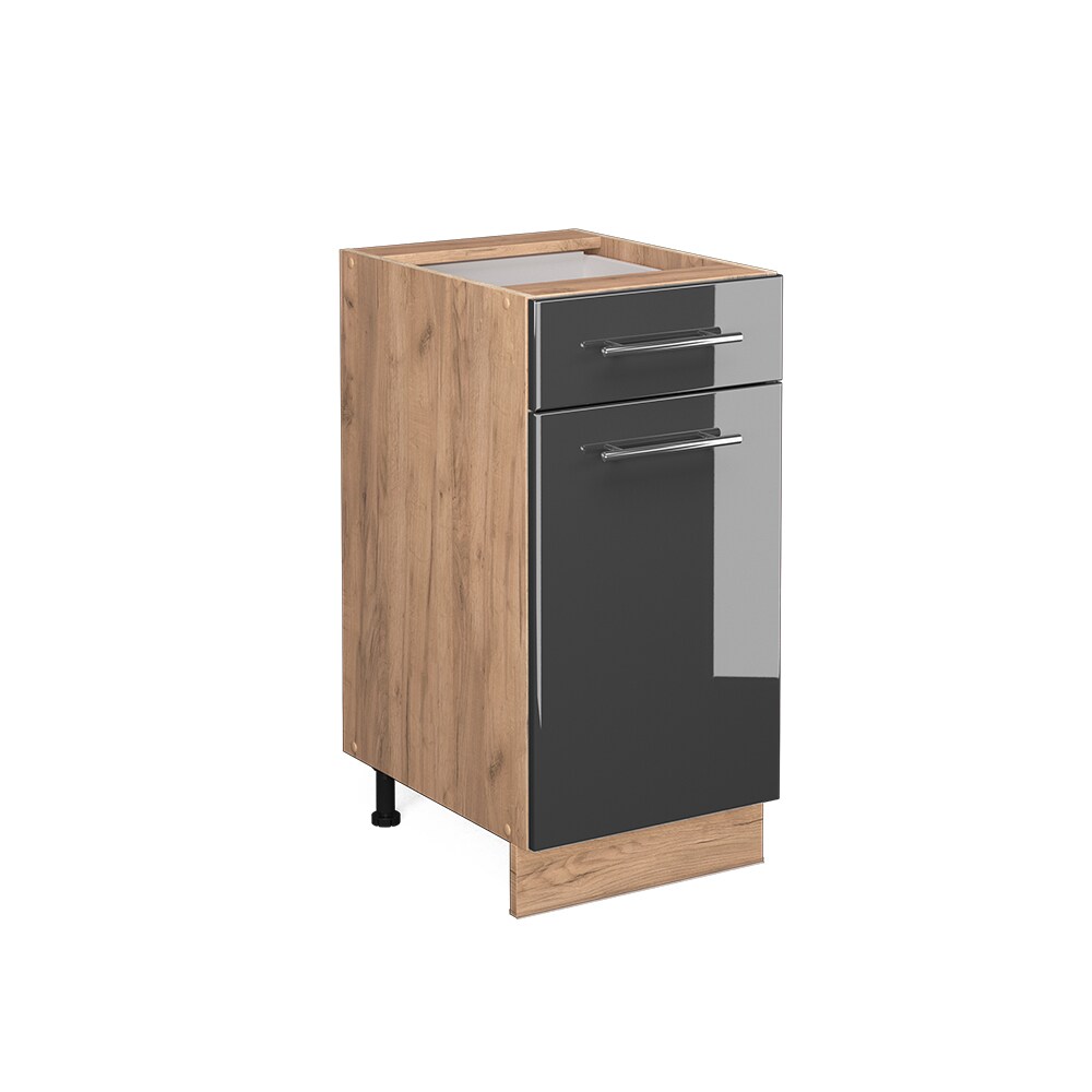 Vicco Schubunterschrank Küchenschrank Küchenmöbel Fame-Line Eiche Anthrazit modern 40 cm Küche Einbauküche Drehtür Schublade Einlegeboden Blende Küchenzeile Hochglanz