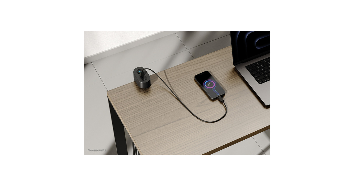 NeomountsDS22-840BL6 Bureaucontactdoos met klem en USB-C en USB-A poorten - Quick-charge stekkerdoos  (Zwart)