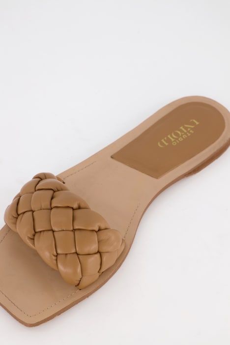 Leder-Pantolette, Lamm-Nappaleder, Flecht-Riemen