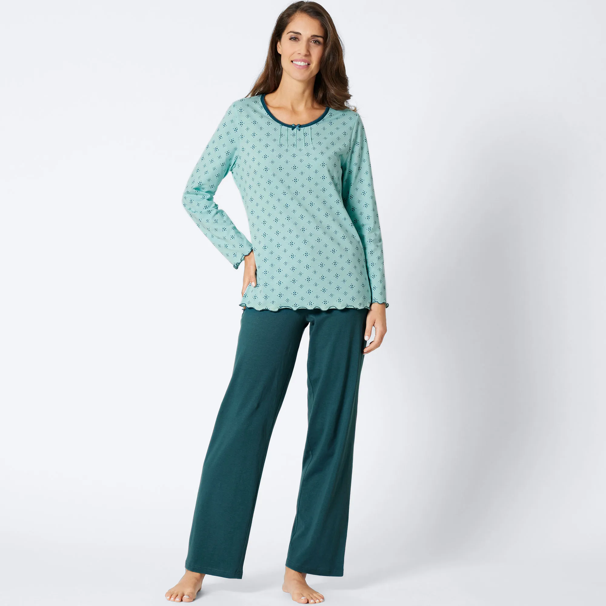 Damen-Schlafanzug mit hübschem Muster, 2-teilig