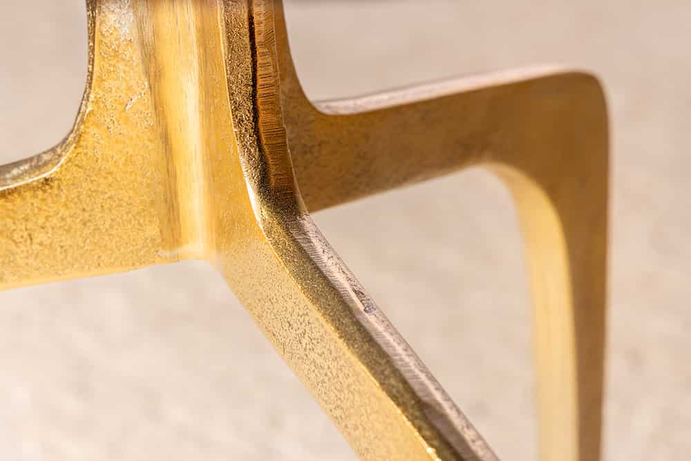 Runder Beistelltisch ABSTRACT 60cm messing gold Metallbeine Schwarzglas handmade