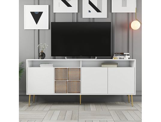 CONCEPT1 - Bahut Milan blanc or 180 x 35 x 77cm