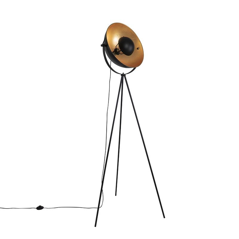 Vloerlamp zwart met goud 42 cm verstelbaar tripod - Magnax