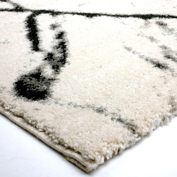 Modern vloerkleed - Flash Lines Creme/Zwart | Hoge kwaliteit