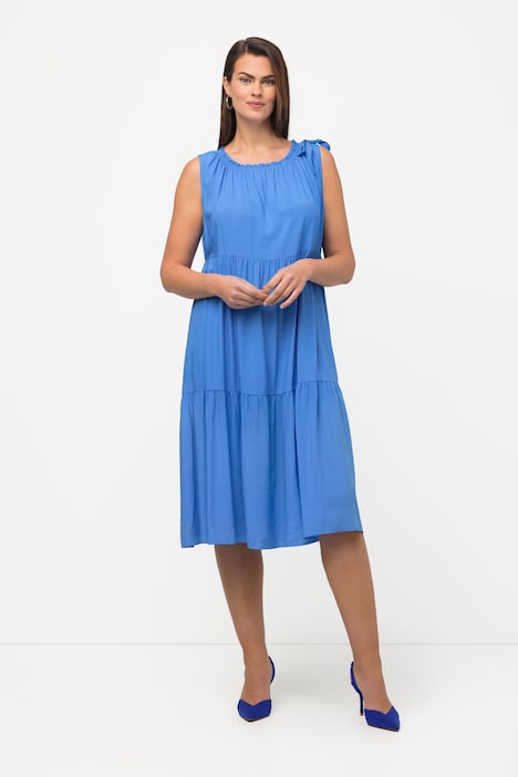Midikleid, Volants, Rüschen-Ausschnitt, ärmellos