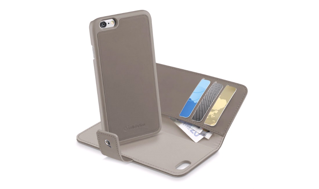 Mobilcover med kortholder grå iPhone 6