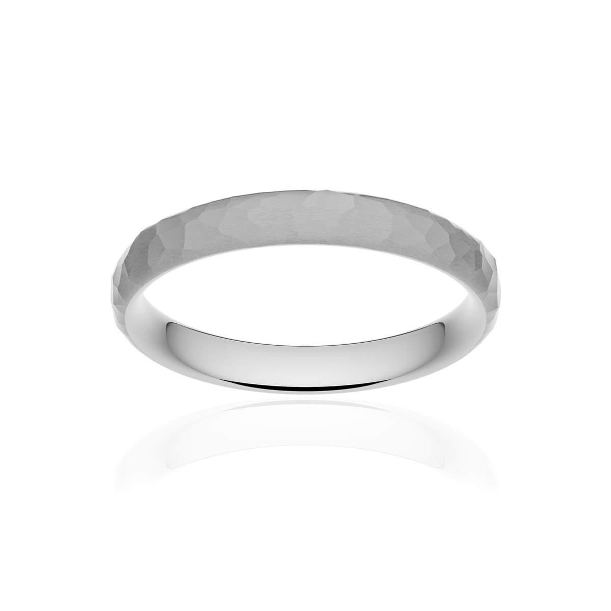Alliance platine 950 martelé ruban confort 3,5 mm