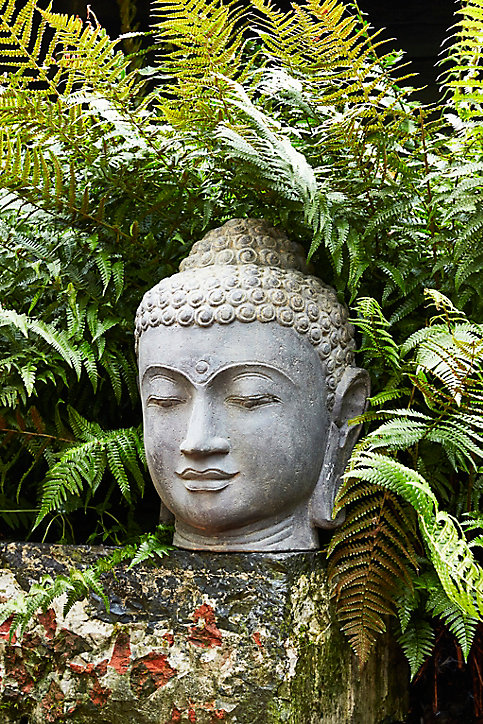 Statue tête de Bouddha Penez Herman 7073387 en pierre reconstituée H.50 cm