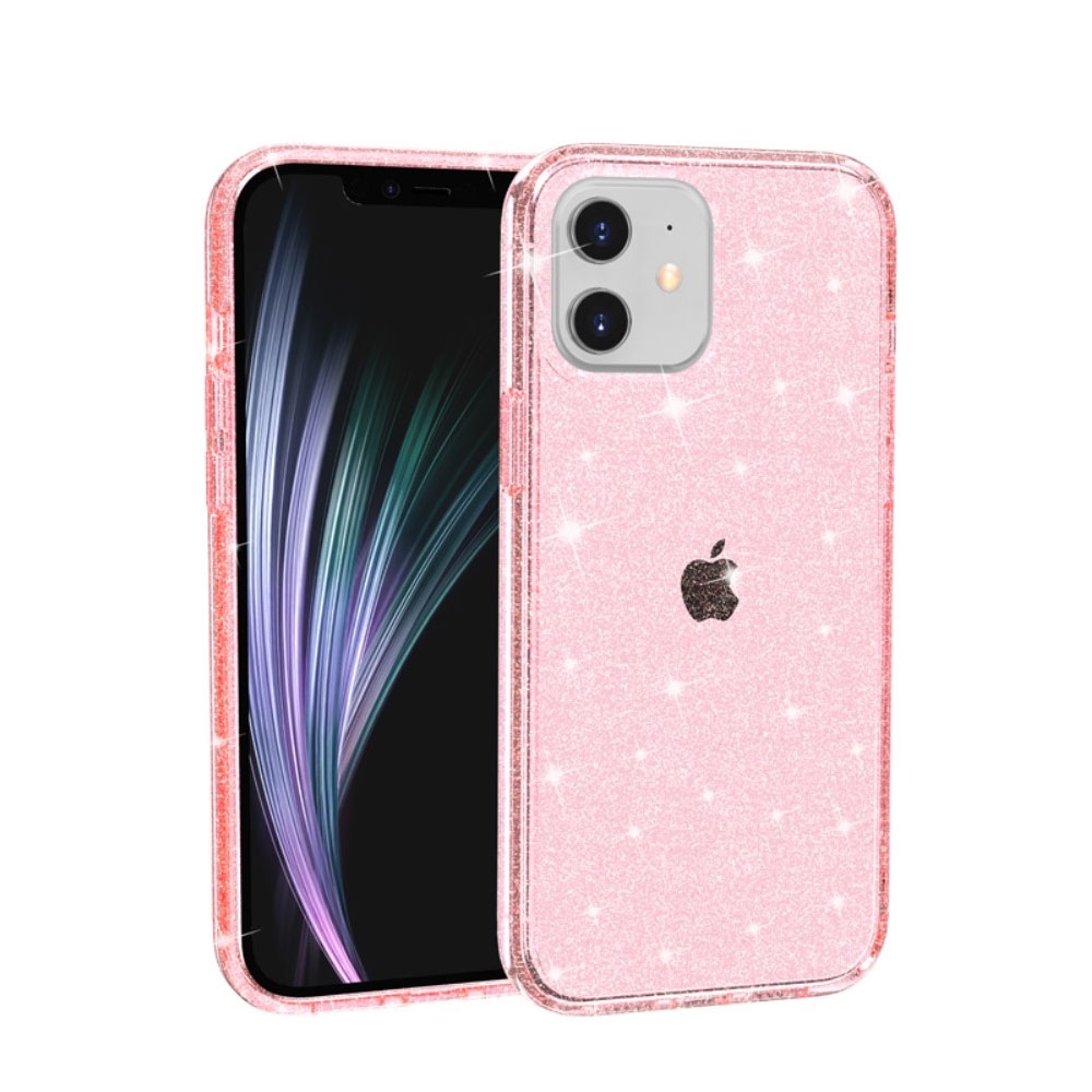 iPhone 12 / iPhone 12 Pro Hybrid Hardcase Schutzhülle im Glitzer Design - Pink / Transparent