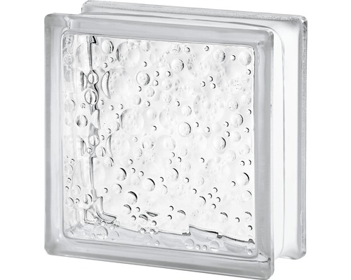 Glazen blok regendruppel wit 19 x 19 x 8 cm