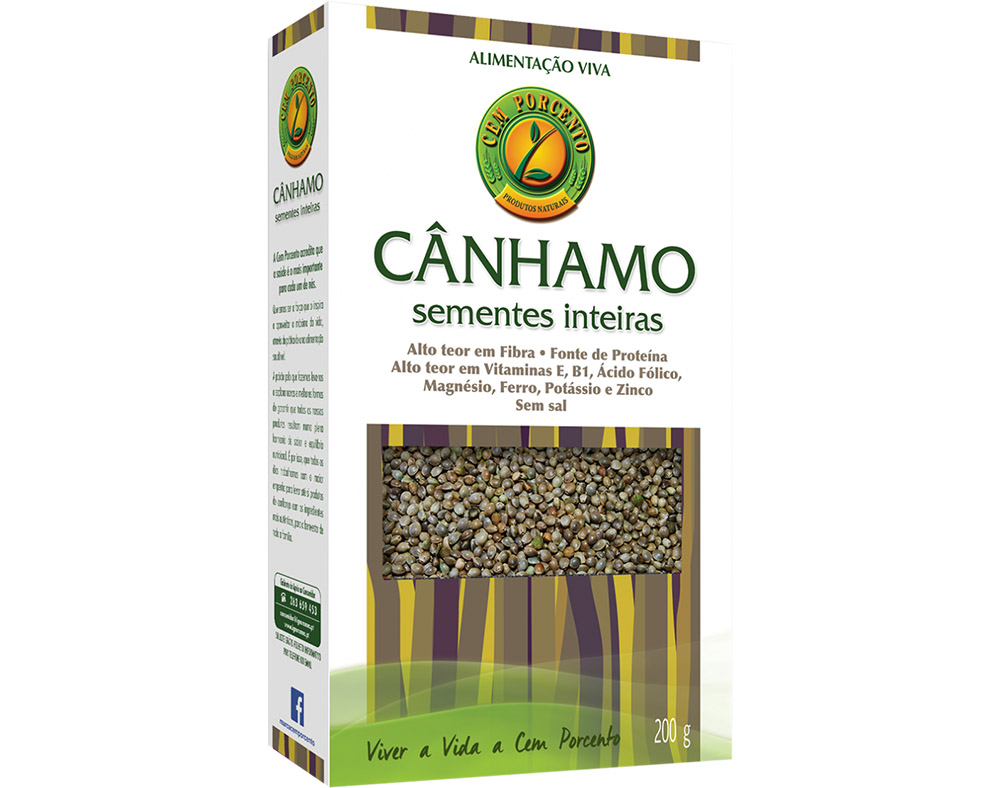 SEMENTES CÂNHAMO CEM PORCENTO INTEIRAS 200G