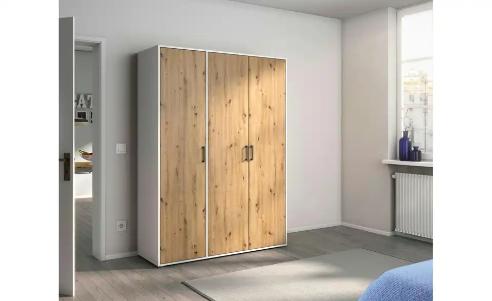Drehtürenschrank Absetzung: Weiß 140 cm 3 Stück