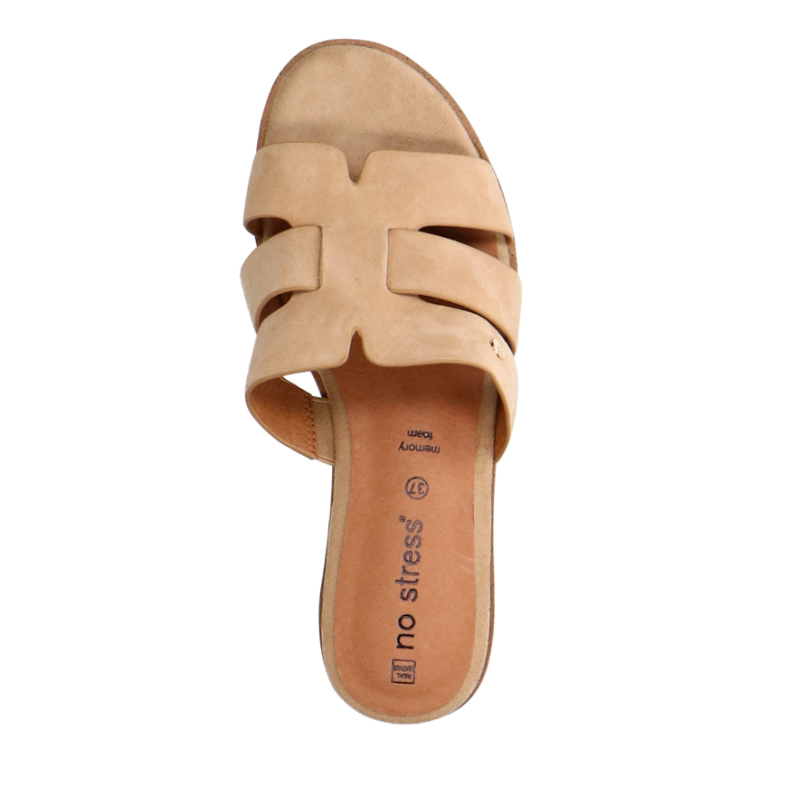 Beige suède sandalen