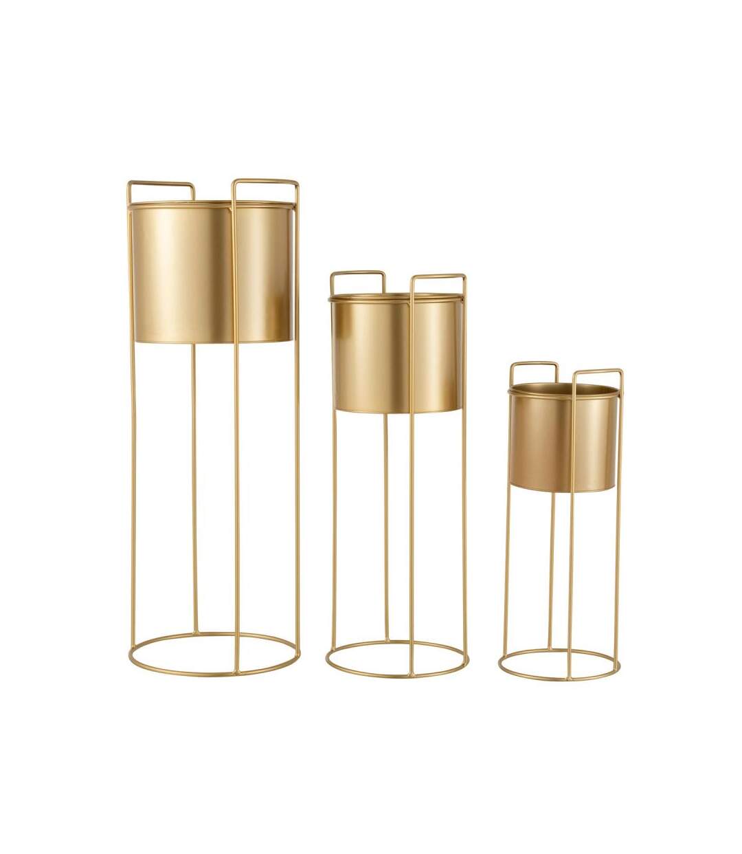 Paris Prix - Lot De 3 Cache-pots Sur Pied métal 80cm Or