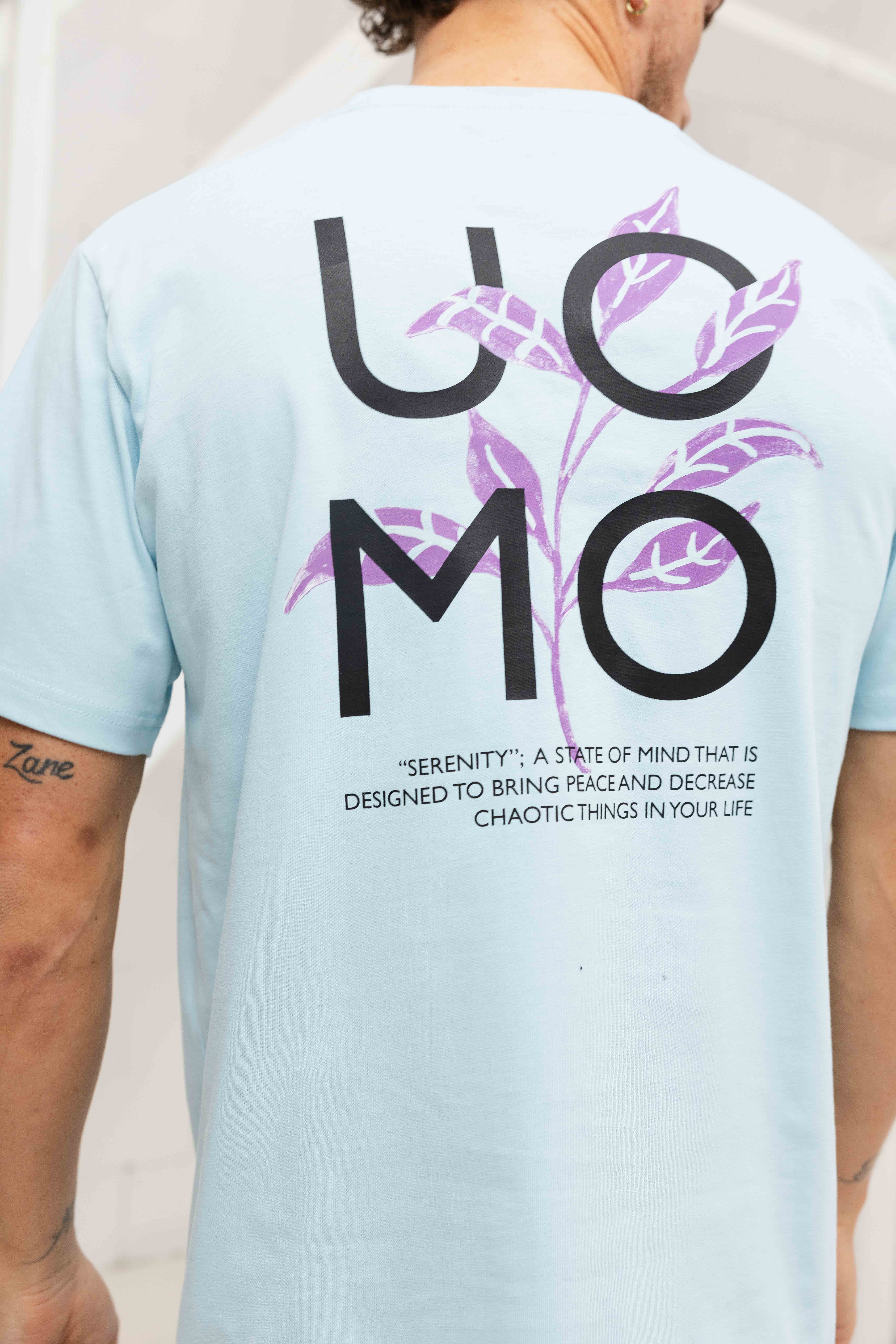 24 Uomo Floral T-shirt Heren Lichtblauw