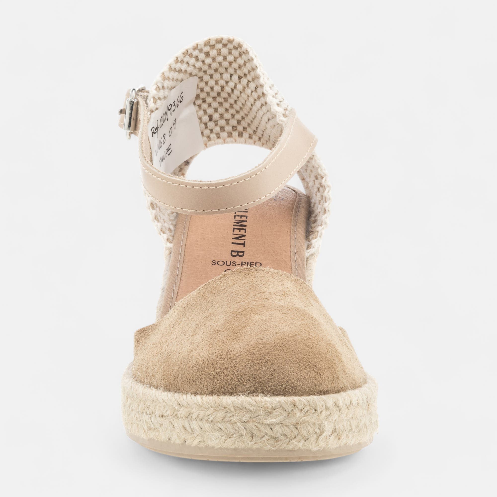 Espadrilles à talon compensé Femme en cuir taupe