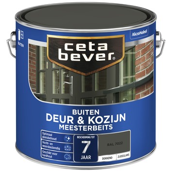 CetaBever Meesterbeits Deur & Kozijn zijdeglans dekkend RAL 7022 ombergrijs 2,5 liter