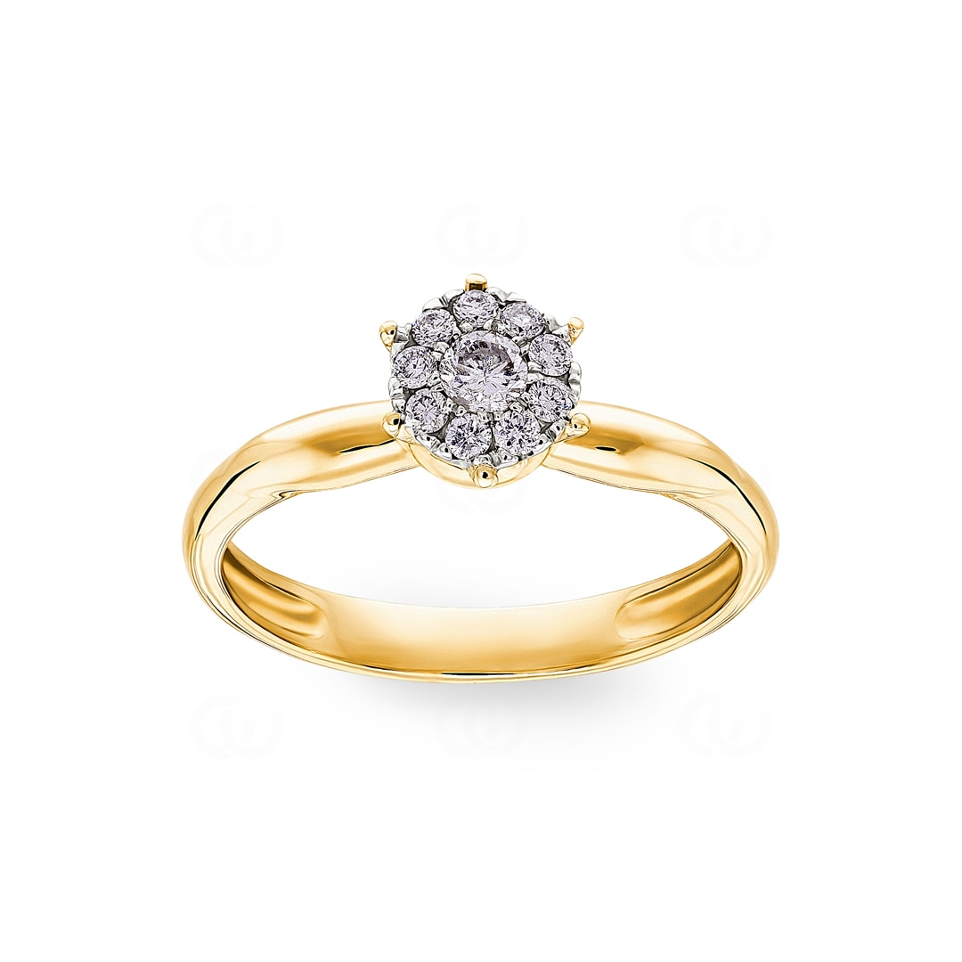 Verlobungsring 750/18 K Gelbgold mit Diamanten 0.19 ct H/si