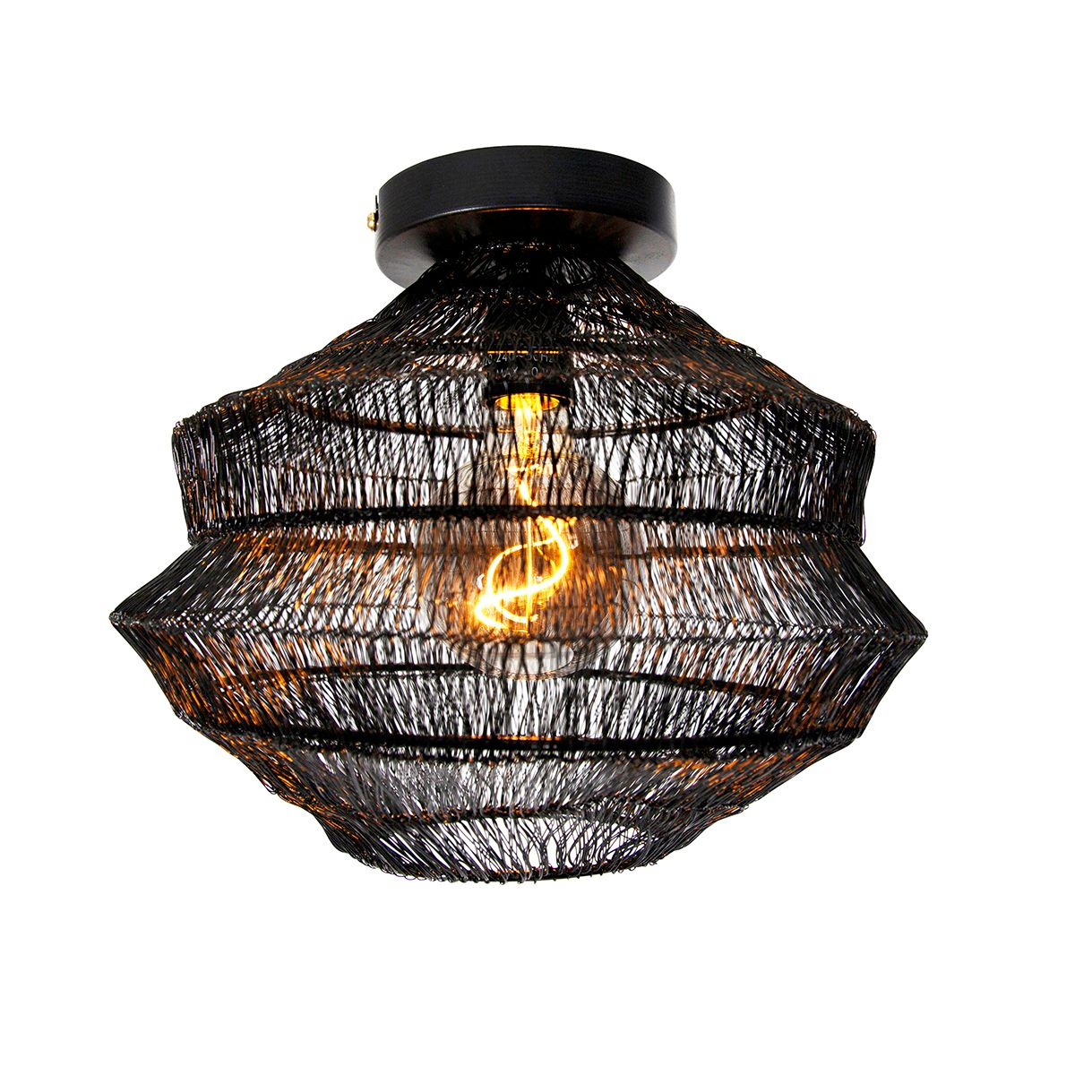 Oosterse plafondlamp zwart 25 cm - Vadi