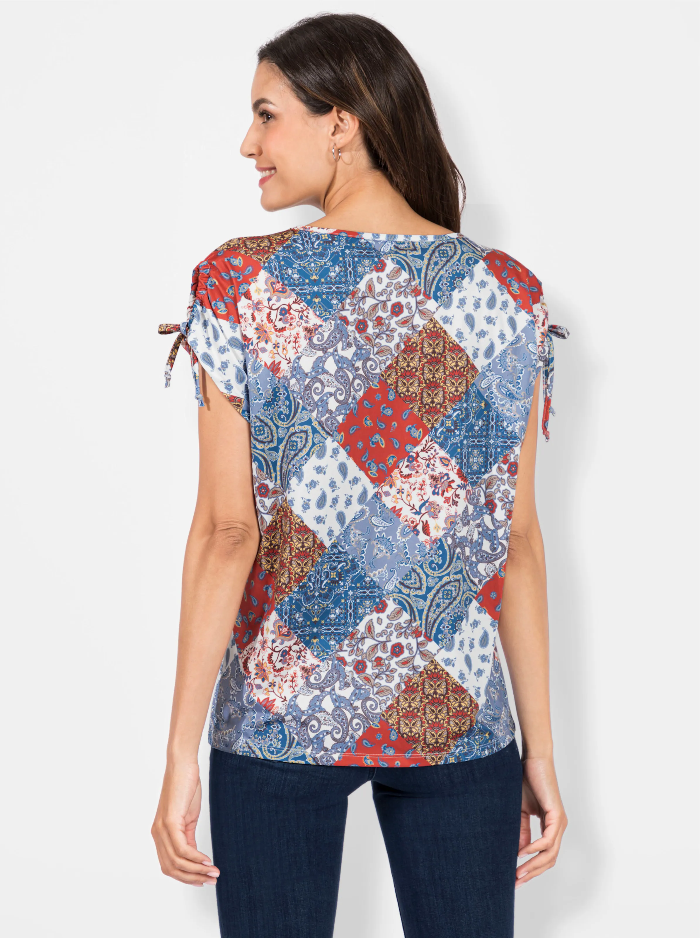 Shirt in taubenblau-bedruckt