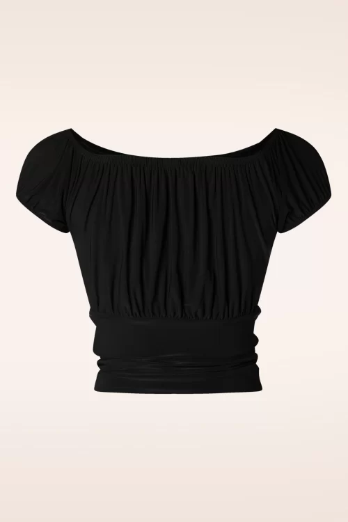 Vintage Chic for Topvintage Belinda off-shoulder top in zwart