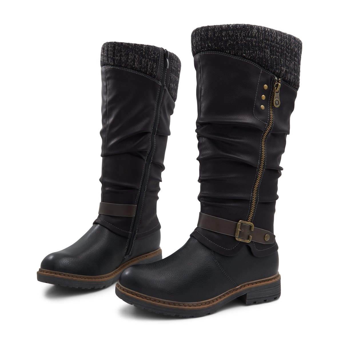 BANFF TRAIL-Nydaeven-Bottes mi-mollet - Talon plat - Noir
