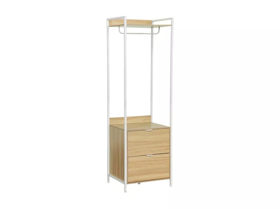 Module dressing blanc avec 1 penderie. 2 tiroirs et 1 étagère. L 60 x P 48 x H 190 cm