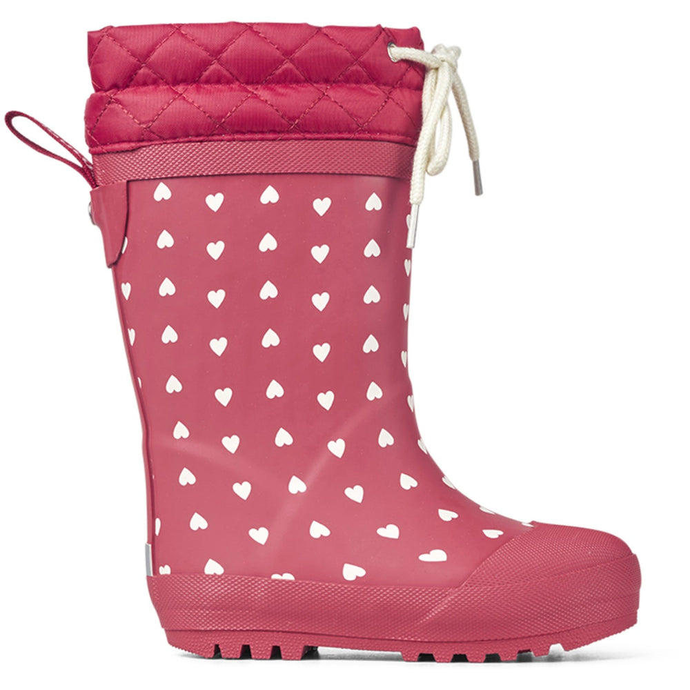 Køb Angulus Red Hearts Print Gummistøvle Med Uldfoer