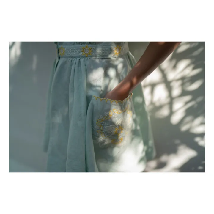 Lali Robe Corset Fleurs Brodées | Vert Menthe