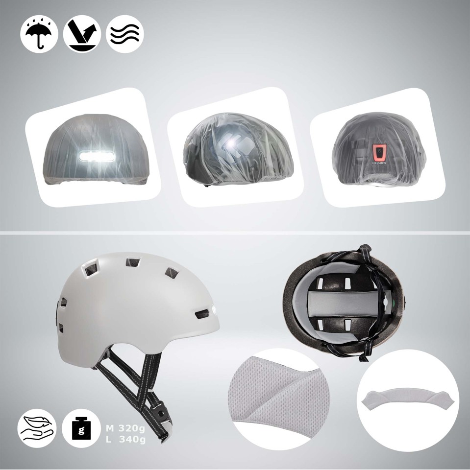 Crazy Safety - Urban cykel- og skaterhjelm - Mat hvid - L (57-61cm)