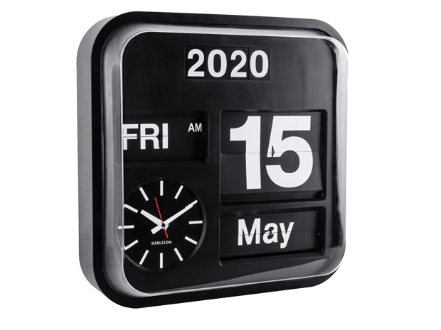 Wall clock Big Flip black casing, black dial