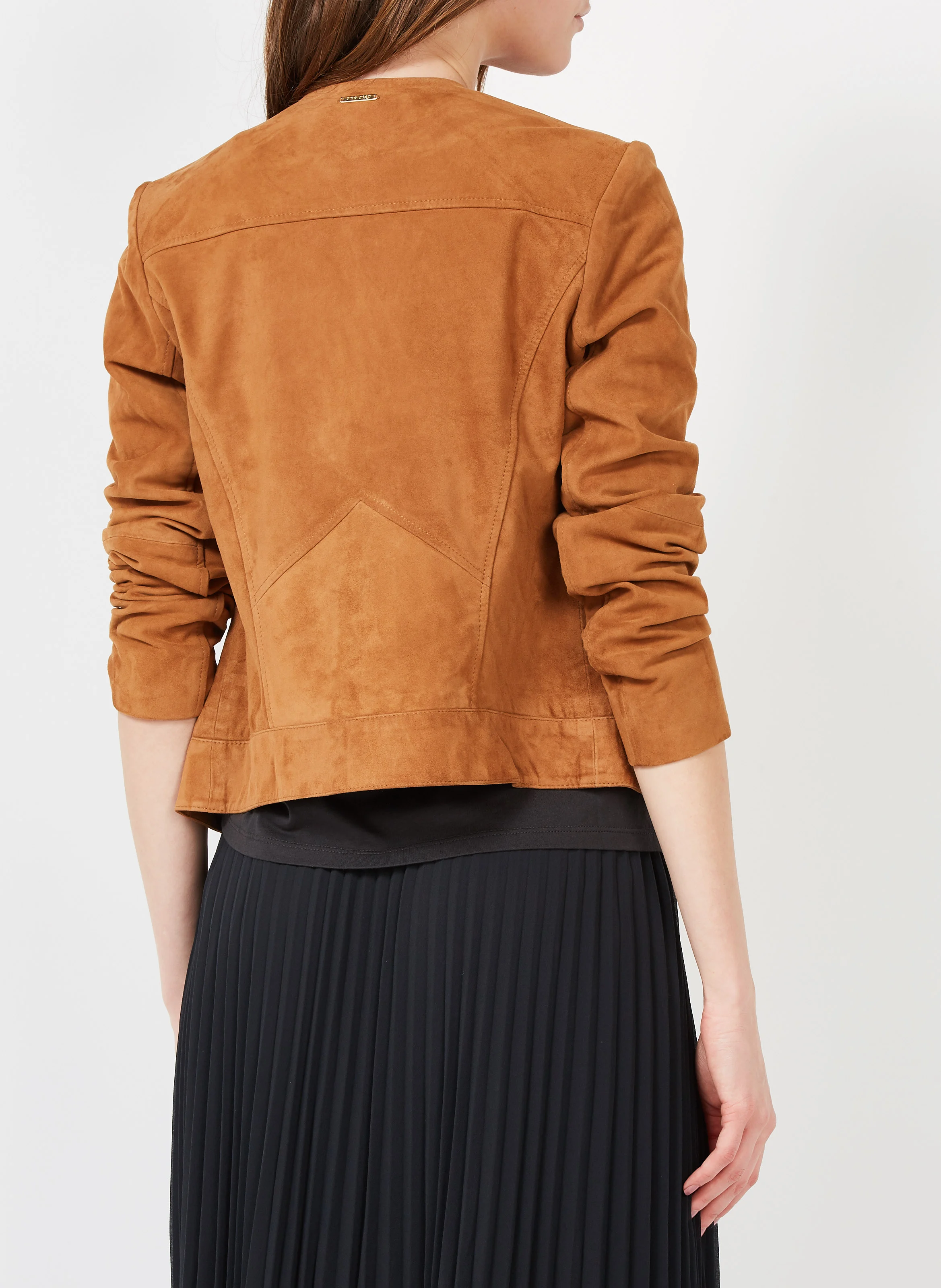 DIYA - Blouson zippé en cuir | Marron