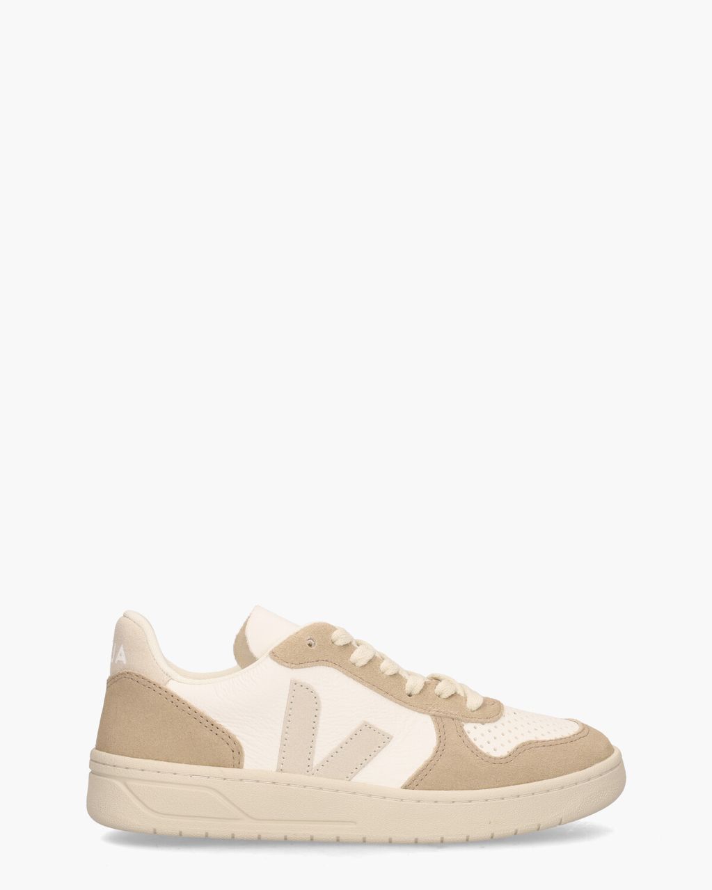 Veja V-10 Chromefree Leather Wit/Bruin/Beige Damessneakers