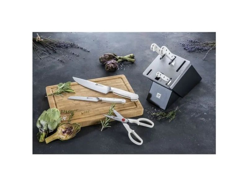 ZWILLING 38542-007-0, Kniv/bestik bloksæt, Rustfrit stål, Plast, Sølv, Sort, Hvid