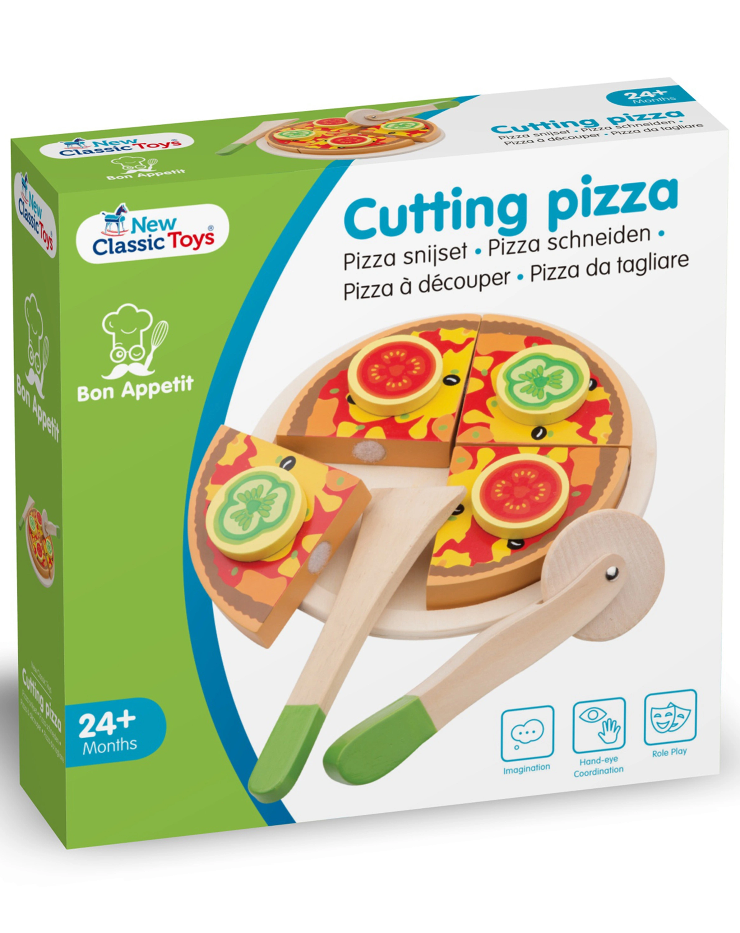 Holz-Pizza GEMÜSE 7-teilig zum Schneiden
